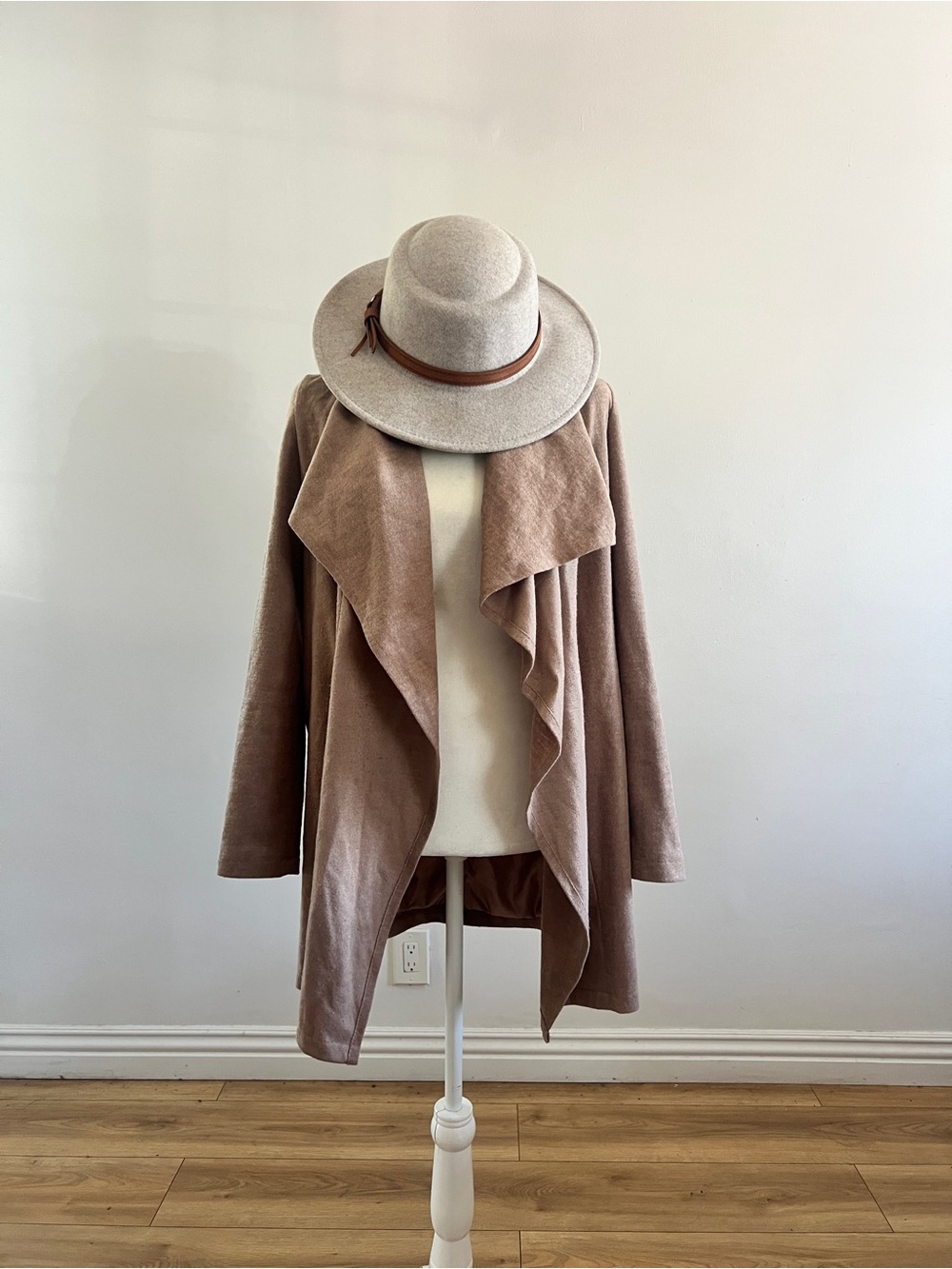 ANGL Women’s Draped WOOL Open Front Coatigan, Boho, Western, Preppy